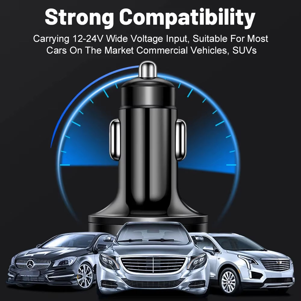 6 in 1 Electric Car Charger PD Type C 6 Ports 100W Digital Display Mobile Phone USB Car Charger Fast Charging Adapter