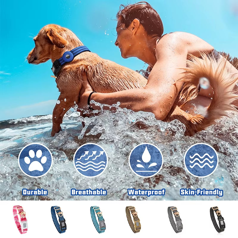 OEM Durable Dog Collar Reflective Adjustable Cat Collar with Air Tag Holder